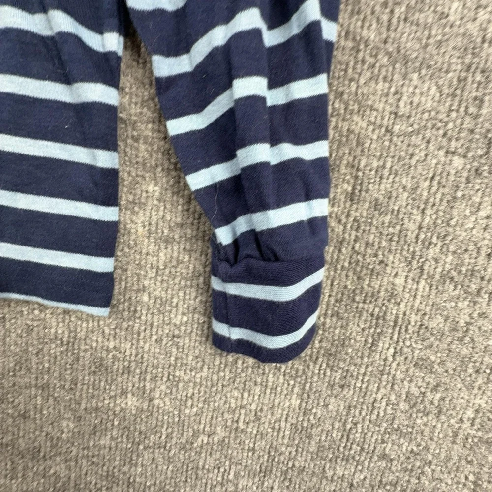 VTG Lydia Jane Shirt Girls 10/12 Blue Navy Striped Turtleneck Long Sleeve Cotton